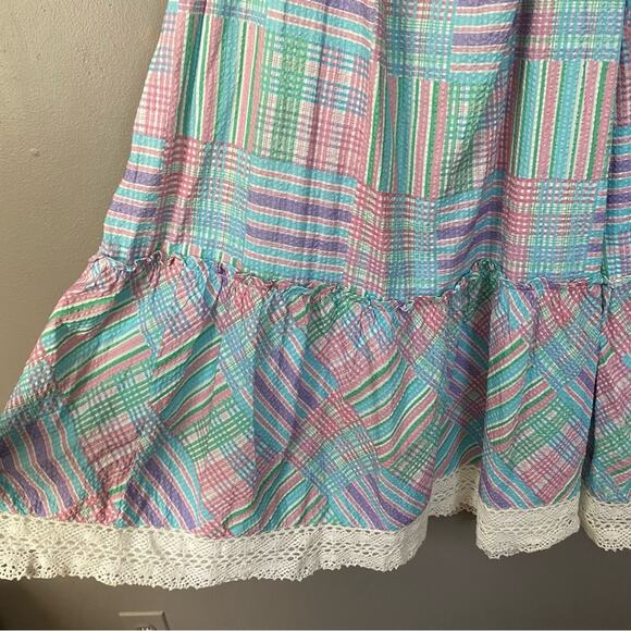 LOVESHACKFANCY Coastal Preppy Emeka Maxi Dress Seersucker Plaid Gingham XS 0/2 - Picture 8 of 12